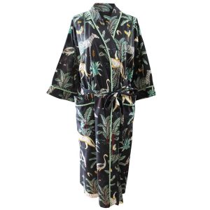 Luxury Cotton Dressing Gown- Safari