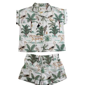 Luxury Cotton Nightwear- Short Cream Safari Size S/M