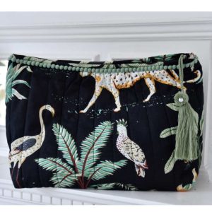 Safari At Night Print Lined Wash Bag