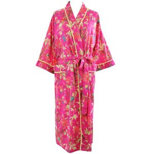 Luxury Dressing Gown- Hot Pink Bird